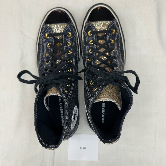 Converse CTAS Custom Glitter Chuck 70 By You Navy Gold Men's 12 - Picture 5 of 8